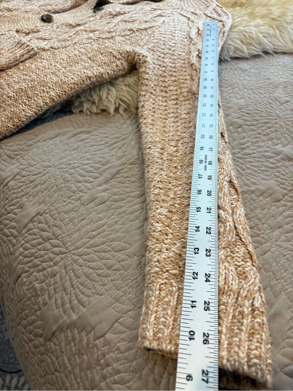 Talbots Beige Cable-Knit Button Front Cardigan - Picture 8 of 8